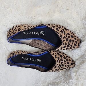 Rothy's Leopard Print Flats with Blue Trim